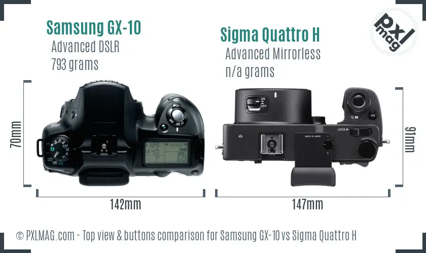 Samsung GX-10 vs Sigma Quattro H top view buttons comparison