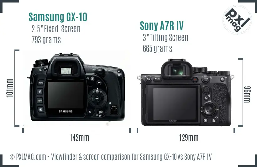 Samsung GX-10 vs Sony A7R IV Screen and Viewfinder comparison