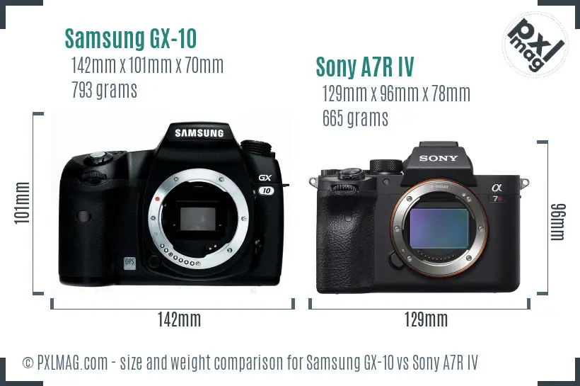 Samsung GX-10 vs Sony A7R IV size comparison