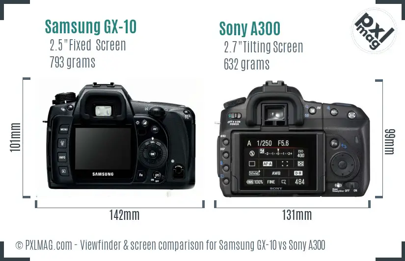 Samsung GX-10 vs Sony A300 Screen and Viewfinder comparison