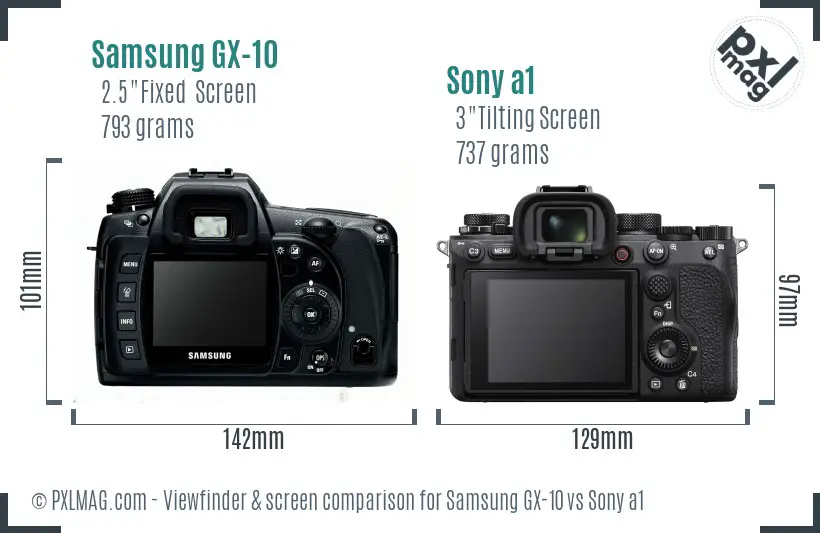 Samsung GX-10 vs Sony a1 Screen and Viewfinder comparison
