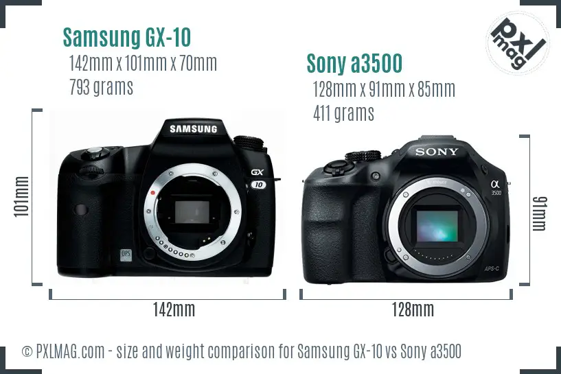 Samsung GX-10 vs Sony a3500 size comparison Samsung GX-10 vs Sony a3500 size comparison