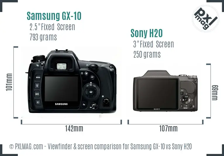 Samsung GX-10 vs Sony H20 Screen and Viewfinder comparison Samsung GX-10 vs Sony H20 Screen and Viewfinder comparison