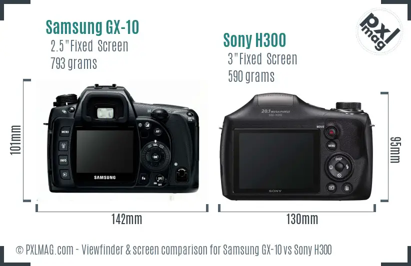 Samsung GX-10 vs Sony H300 Screen and Viewfinder comparison