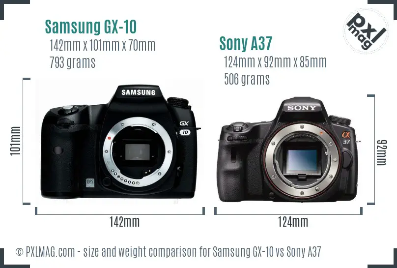 Samsung GX-10 vs Sony A37 size comparison