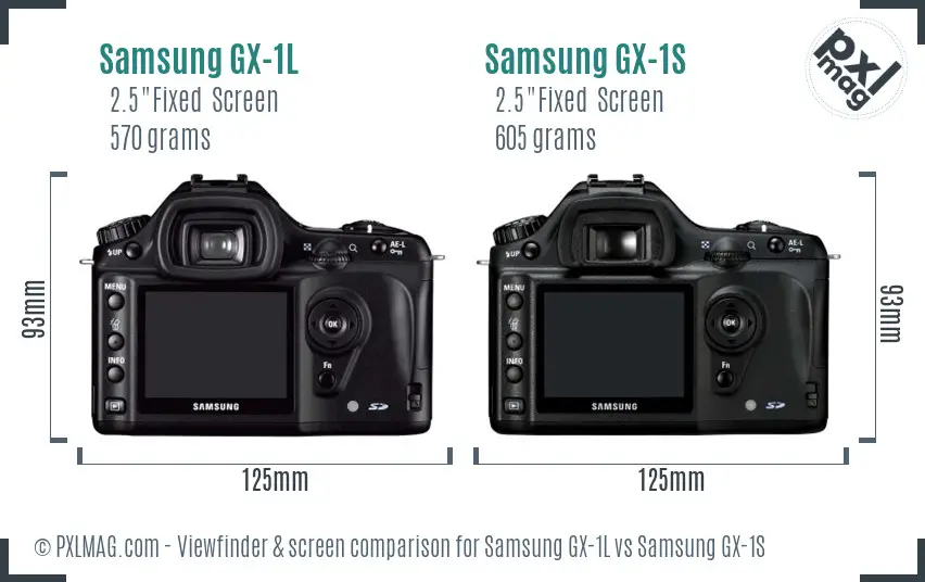 Samsung GX-1L vs Samsung GX-1S Screen and Viewfinder comparison
