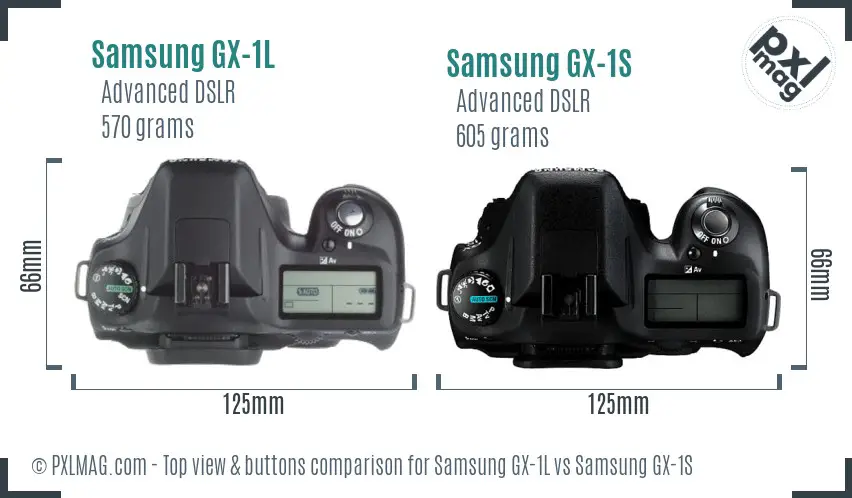 Samsung GX-1L vs Samsung GX-1S top view buttons comparison