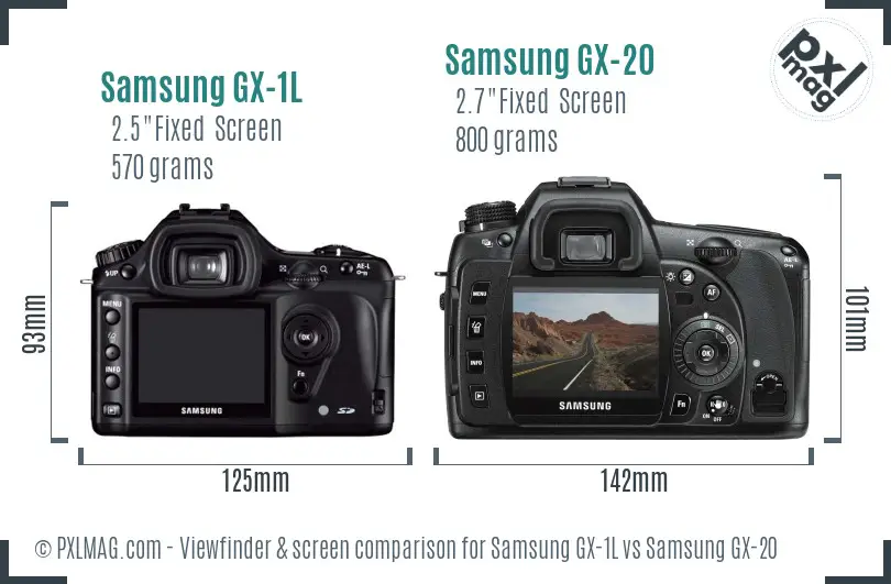 Samsung GX-1L vs Samsung GX-20 Screen and Viewfinder comparison