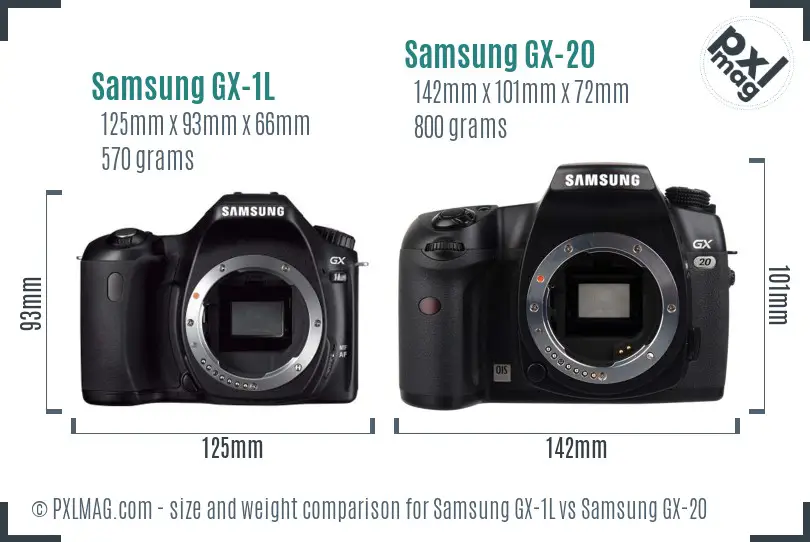 Samsung GX-1L vs Samsung GX-20 size comparison