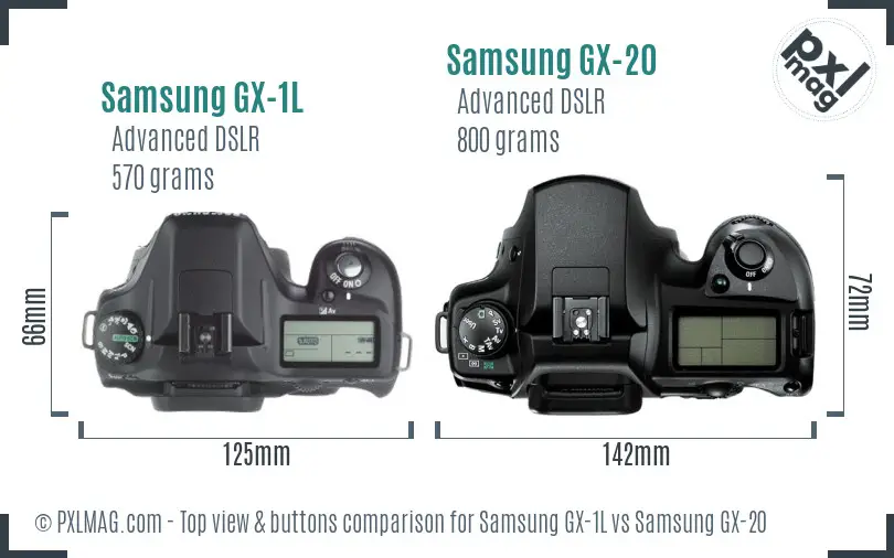 Samsung GX-1L vs Samsung GX-20 top view buttons comparison