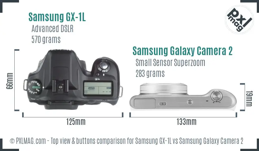 Samsung GX-1L vs Samsung Galaxy Camera 2 top view buttons comparison