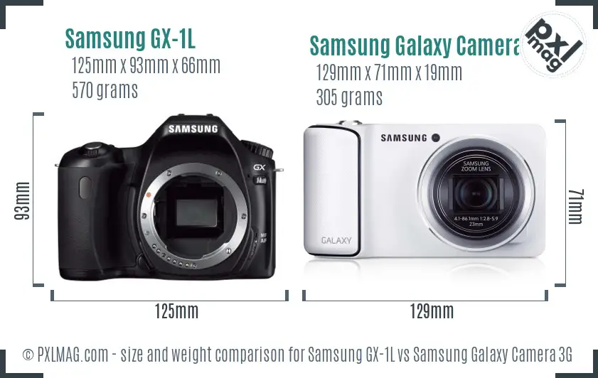 Samsung GX-1L vs Samsung Galaxy Camera 3G size comparison