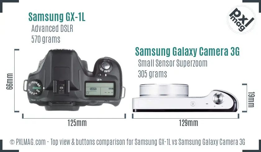Samsung GX-1L vs Samsung Galaxy Camera 3G top view buttons comparison