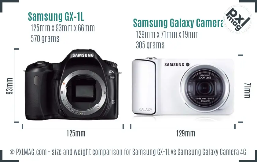 Samsung GX-1L vs Samsung Galaxy Camera 4G size comparison