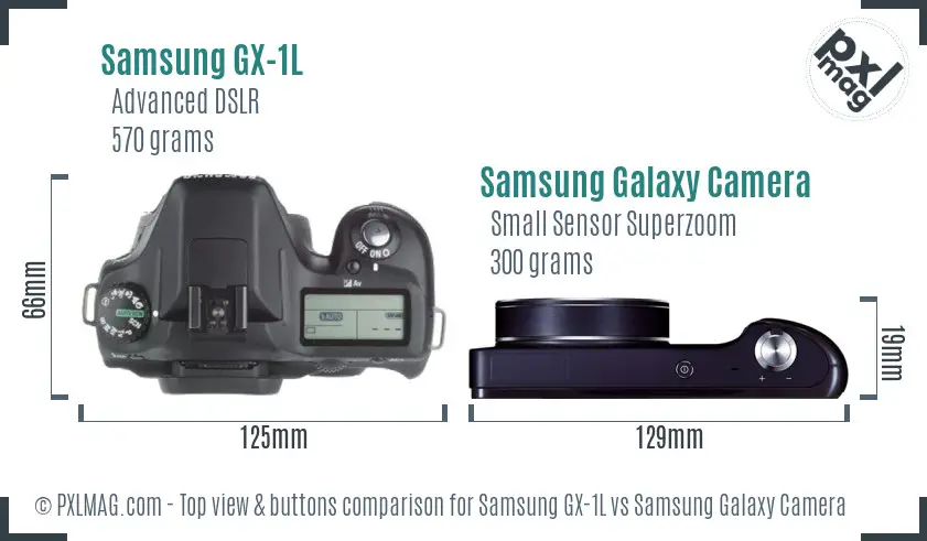 Samsung GX-1L vs Samsung Galaxy Camera top view buttons comparison
