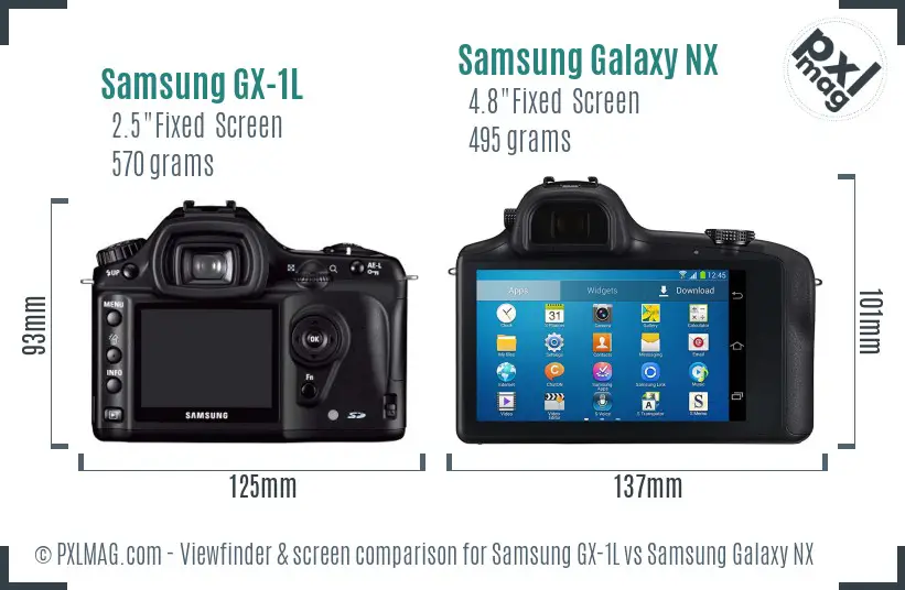 Samsung GX-1L vs Samsung Galaxy NX Screen and Viewfinder comparison