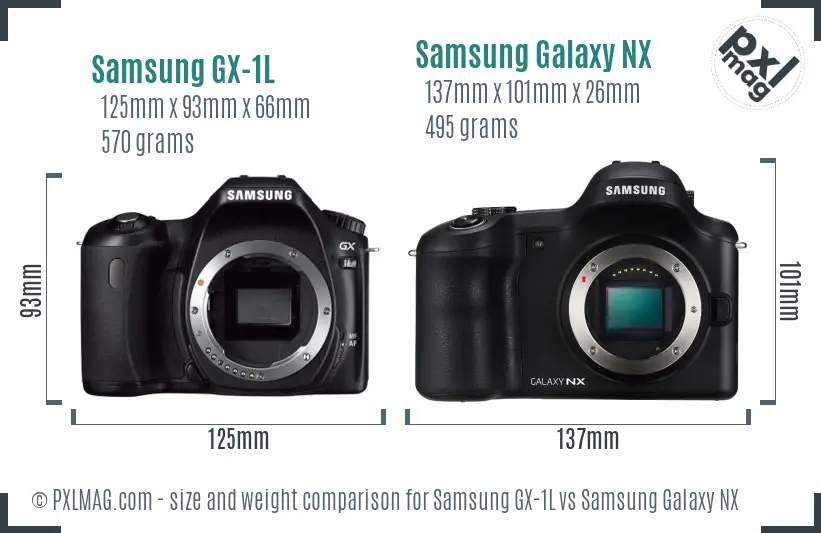 Samsung GX-1L vs Samsung Galaxy NX size comparison
