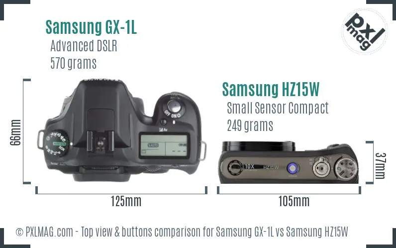 Samsung GX-1L vs Samsung HZ15W top view buttons comparison