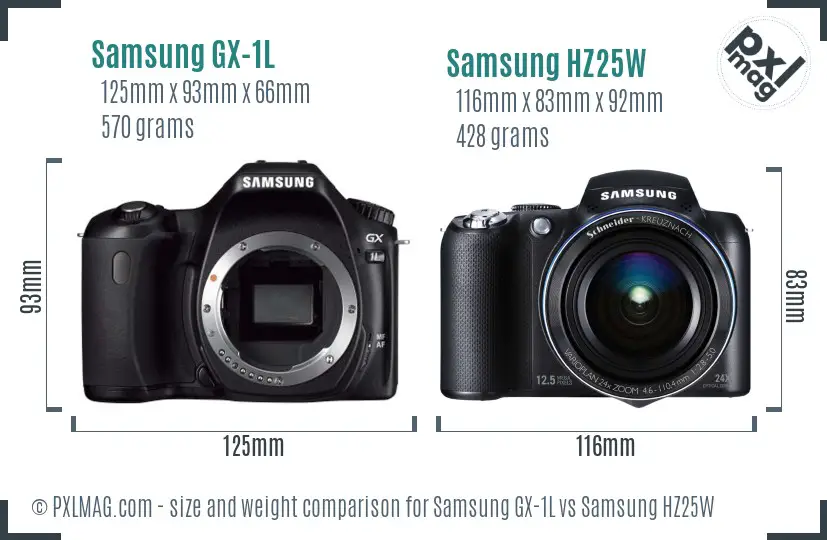 Samsung GX-1L vs Samsung HZ25W size comparison