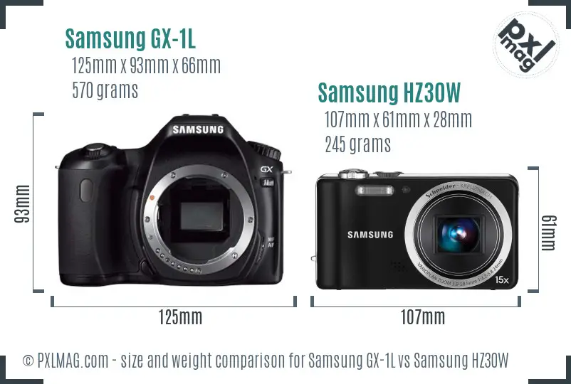 Samsung GX-1L vs Samsung HZ30W size comparison