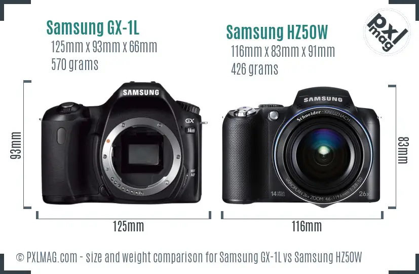 Samsung GX-1L vs Samsung HZ50W size comparison