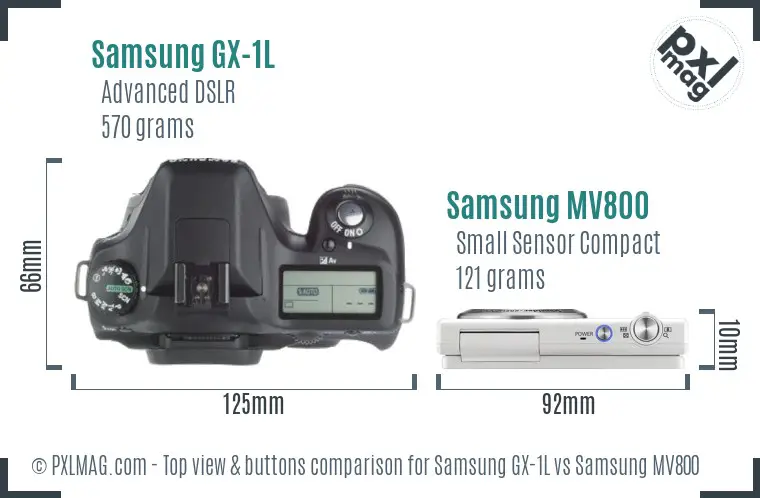 Samsung GX-1L vs Samsung MV800 top view buttons comparison