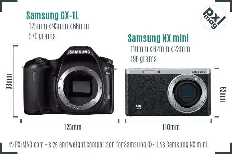 Samsung GX-1L vs Samsung NX mini size comparison