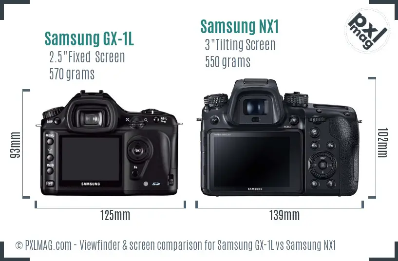 Samsung GX-1L vs Samsung NX1 Screen and Viewfinder comparison