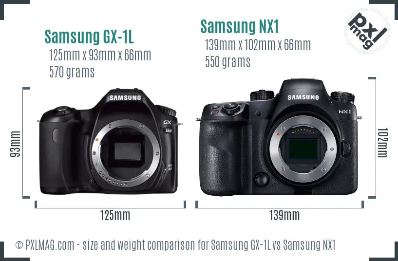 Samsung GX-1L vs Samsung NX1 size comparison