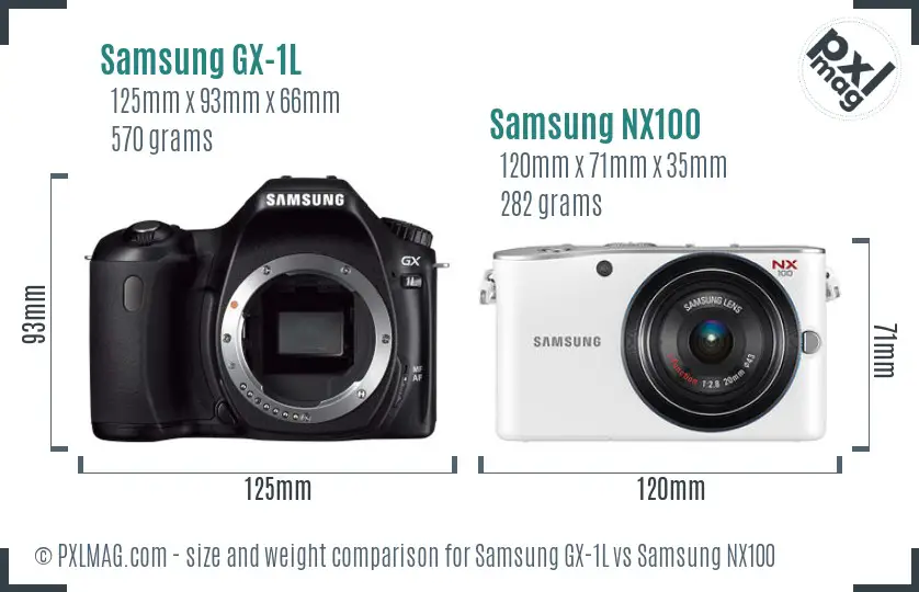 Samsung GX-1L vs Samsung NX100 size comparison