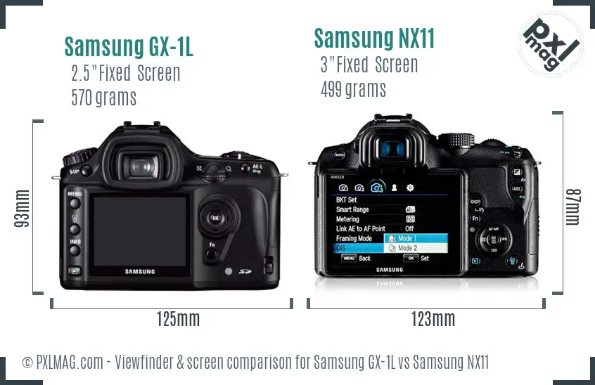 Samsung GX-1L vs Samsung NX11 Screen and Viewfinder comparison