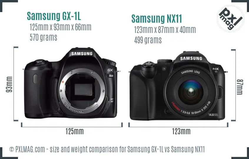 Samsung GX-1L vs Samsung NX11 size comparison