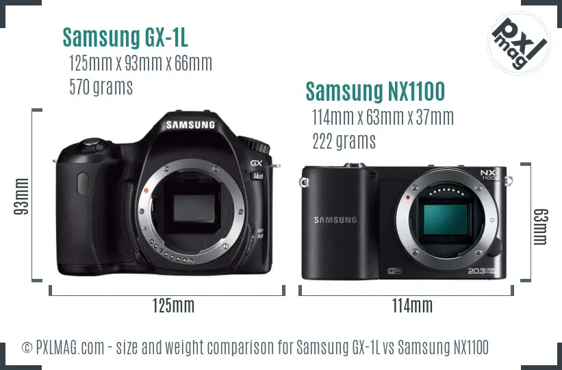 Samsung GX-1L vs Samsung NX1100 size comparison