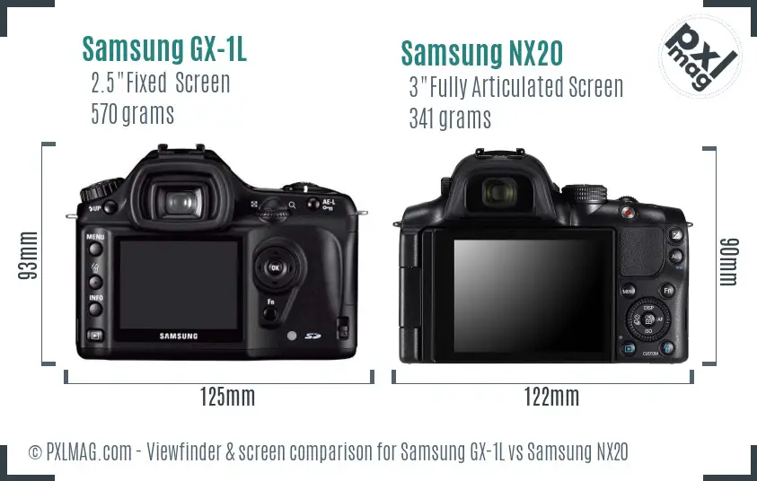 Samsung GX-1L vs Samsung NX20 Screen and Viewfinder comparison