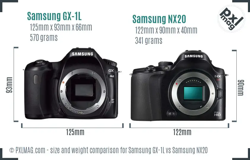 Samsung GX-1L vs Samsung NX20 size comparison