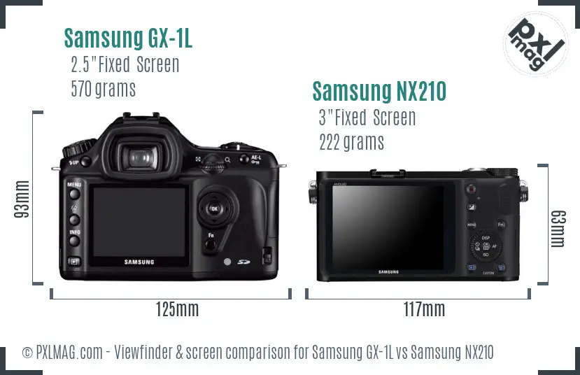 Samsung GX-1L vs Samsung NX210 Screen and Viewfinder comparison