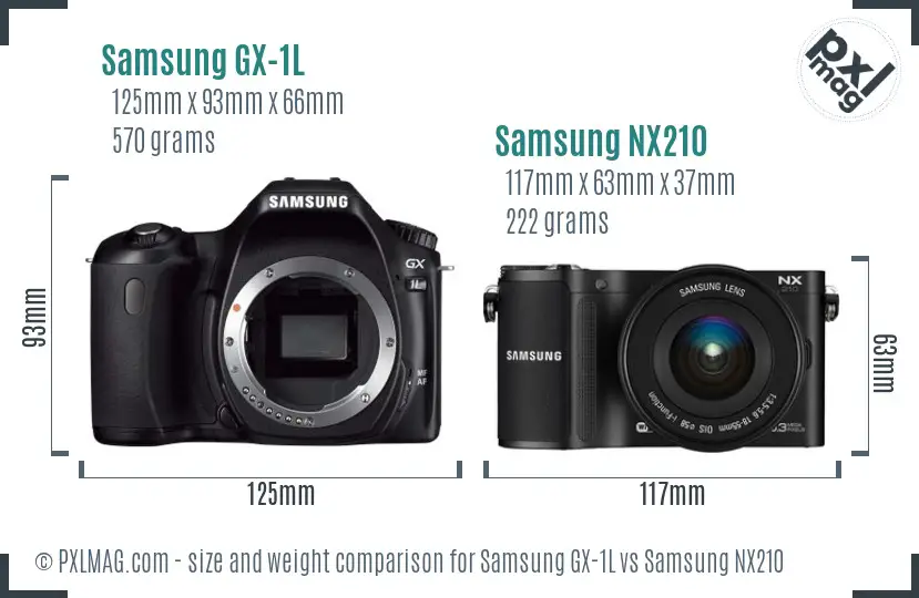 Samsung GX-1L vs Samsung NX210 size comparison