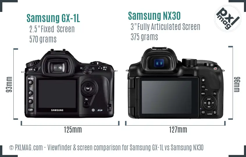 Samsung GX-1L vs Samsung NX30 Screen and Viewfinder comparison