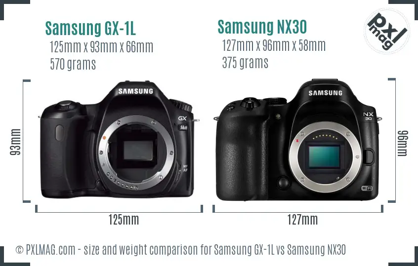 Samsung GX-1L vs Samsung NX30 size comparison