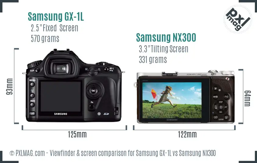 Samsung GX-1L vs Samsung NX300 Screen and Viewfinder comparison