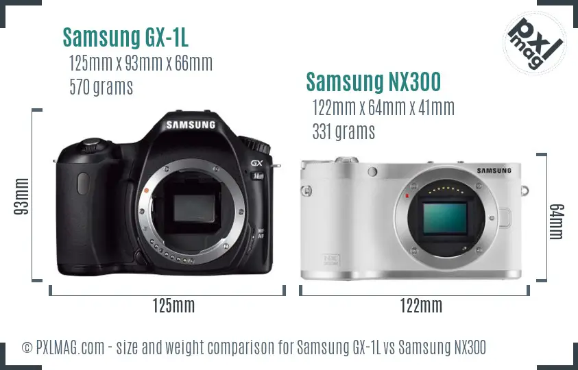Samsung GX-1L vs Samsung NX300 size comparison