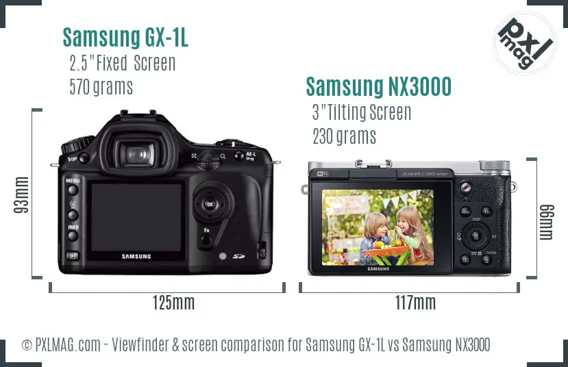 Samsung GX-1L vs Samsung NX3000 Screen and Viewfinder comparison