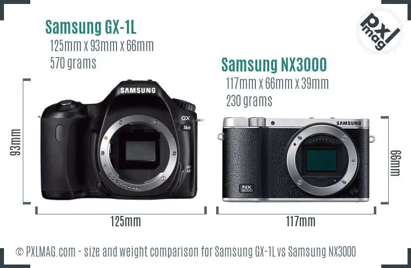 Samsung GX-1L vs Samsung NX3000 size comparison