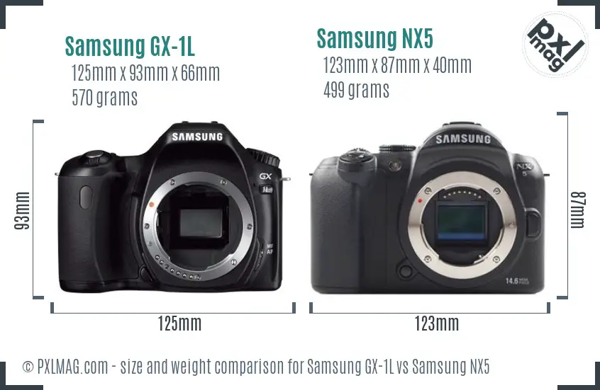 Samsung GX-1L vs Samsung NX5 size comparison