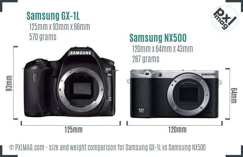 Samsung GX-1L vs Samsung NX500 size comparison
