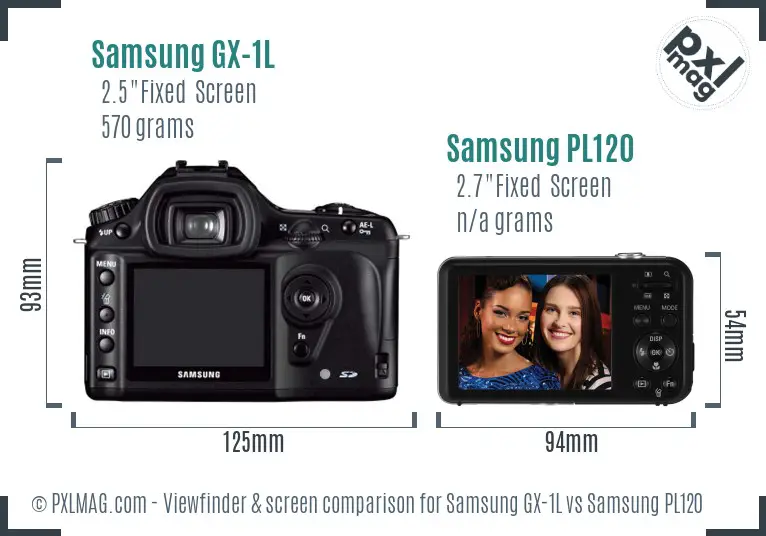Samsung GX-1L vs Samsung PL120 Screen and Viewfinder comparison