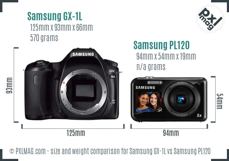 Samsung GX-1L vs Samsung PL120 size comparison