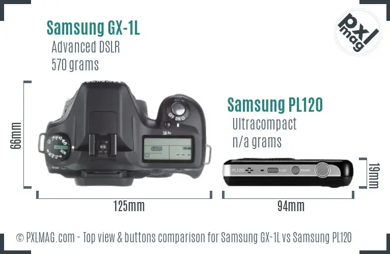 Samsung GX-1L vs Samsung PL120 top view buttons comparison
