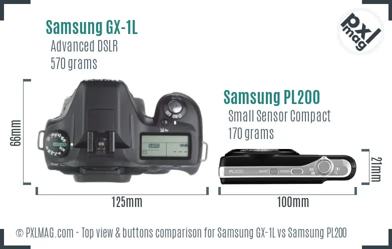 Samsung GX-1L vs Samsung PL200 top view buttons comparison