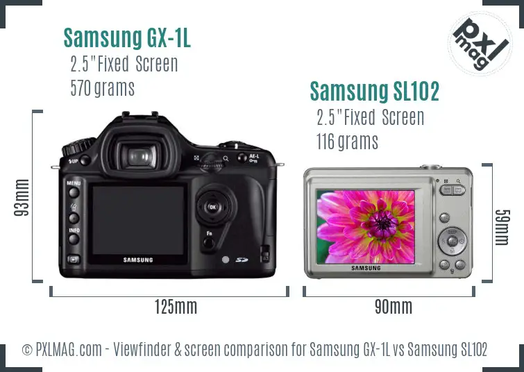 Samsung GX-1L vs Samsung SL102 Screen and Viewfinder comparison
